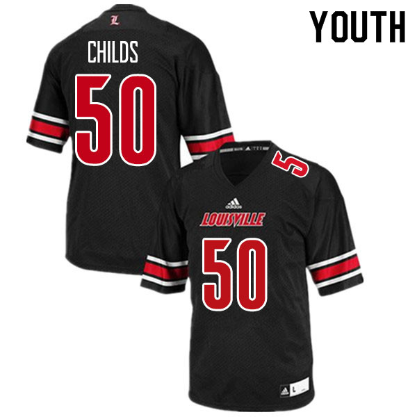 Youth #50 Jean-Luc Childs Louisville Cardinals College Football Jerseys Sale-Black